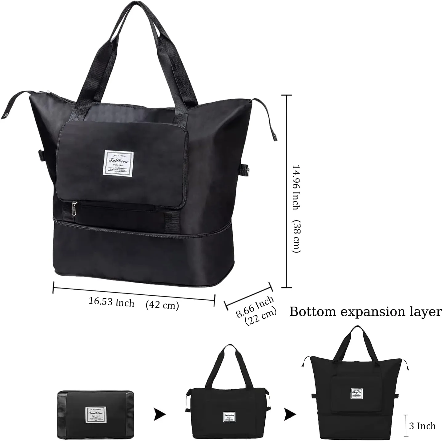 Large Capacity Travel Bag, Expandable Foldable Travel Duffel Bag, Dry and Wet Separation Portable Travel Duffel Bag, Overnight Bag for Women and Man (Grey)
