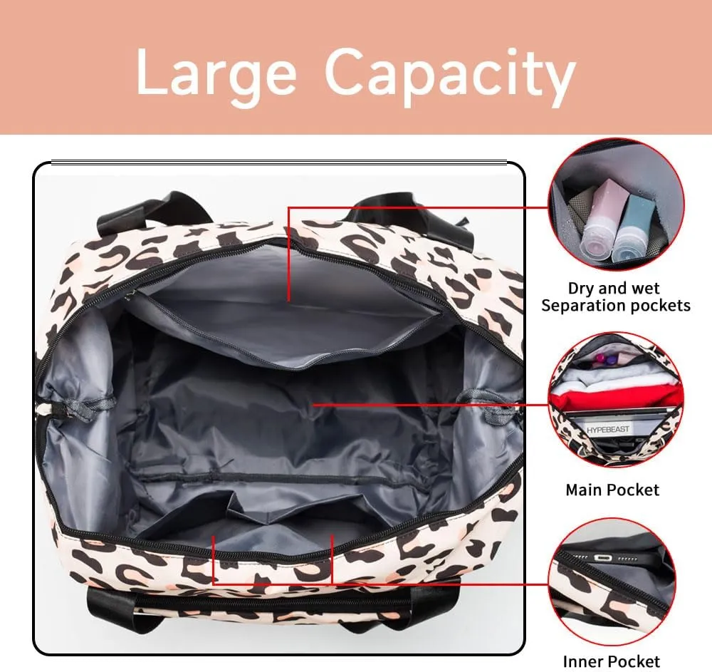 Large Folding Travel Duffle Bag, Expandable Waterproof Gym Weekend Carry On Overnight Tote Bag for Women
