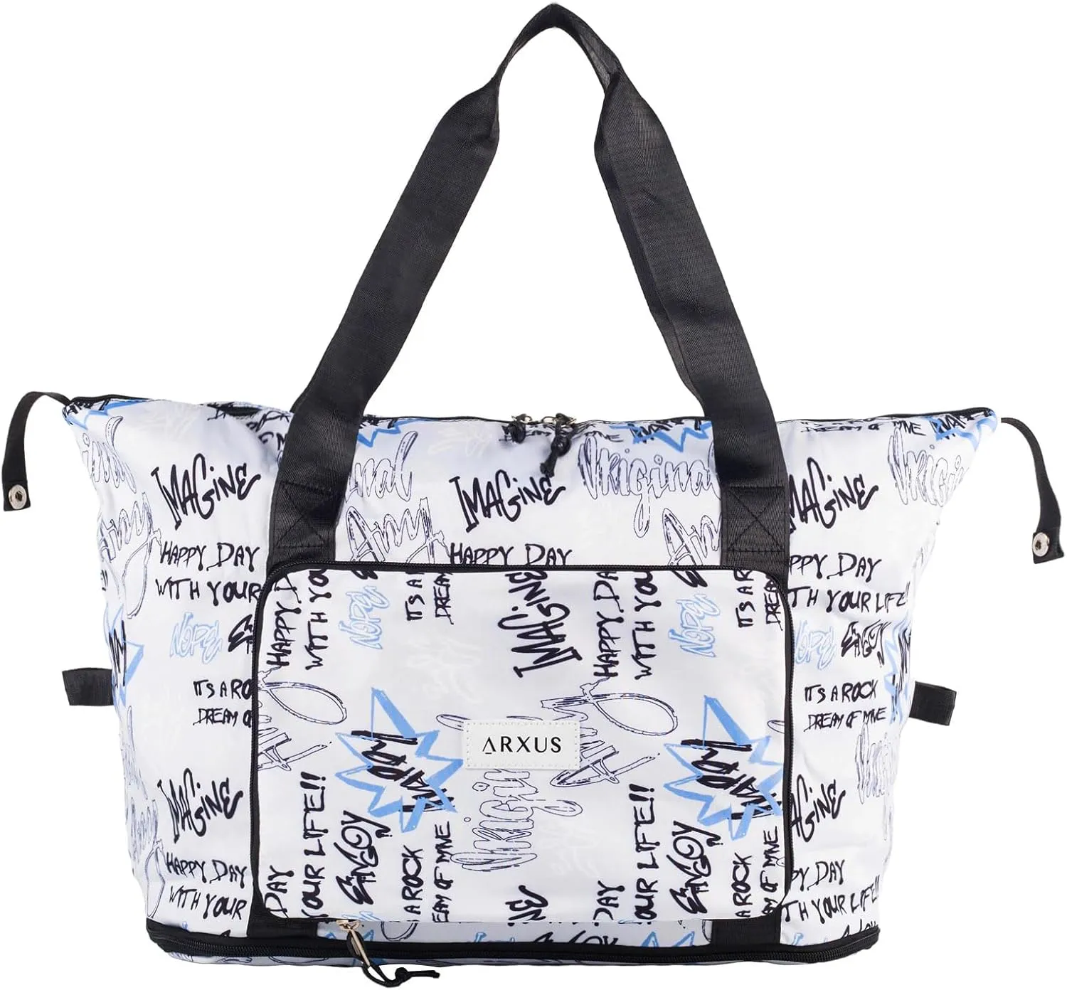 Large Folding Travel Duffle Bag, Expandable Waterproof Gym Weekend Carry On Overnight Tote Bag for Women