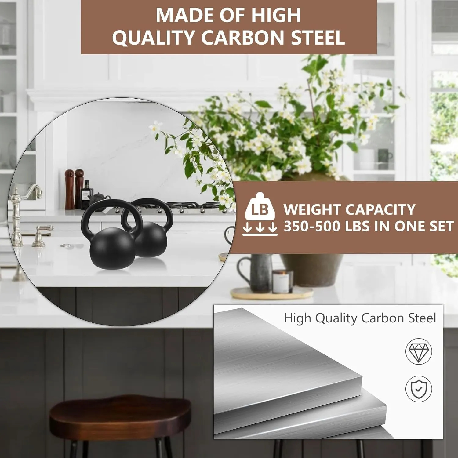 LCGP Countertop Support Brackets, 3-Pack 10" Solid Heavy Duty Steel Hidden L-Shaped Kitchen Island Countertop Brackets for Granite, Quartz, Marble,Concrete and Laminate Countertop DIY Projects