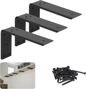 LCGP Countertop Support Brackets, 3-Pack 10" Solid Heavy Duty Steel Hidden L-Shaped Kitchen Island Countertop Brackets for Granite, Quartz, Marble,Concrete and Laminate Countertop DIY Projects