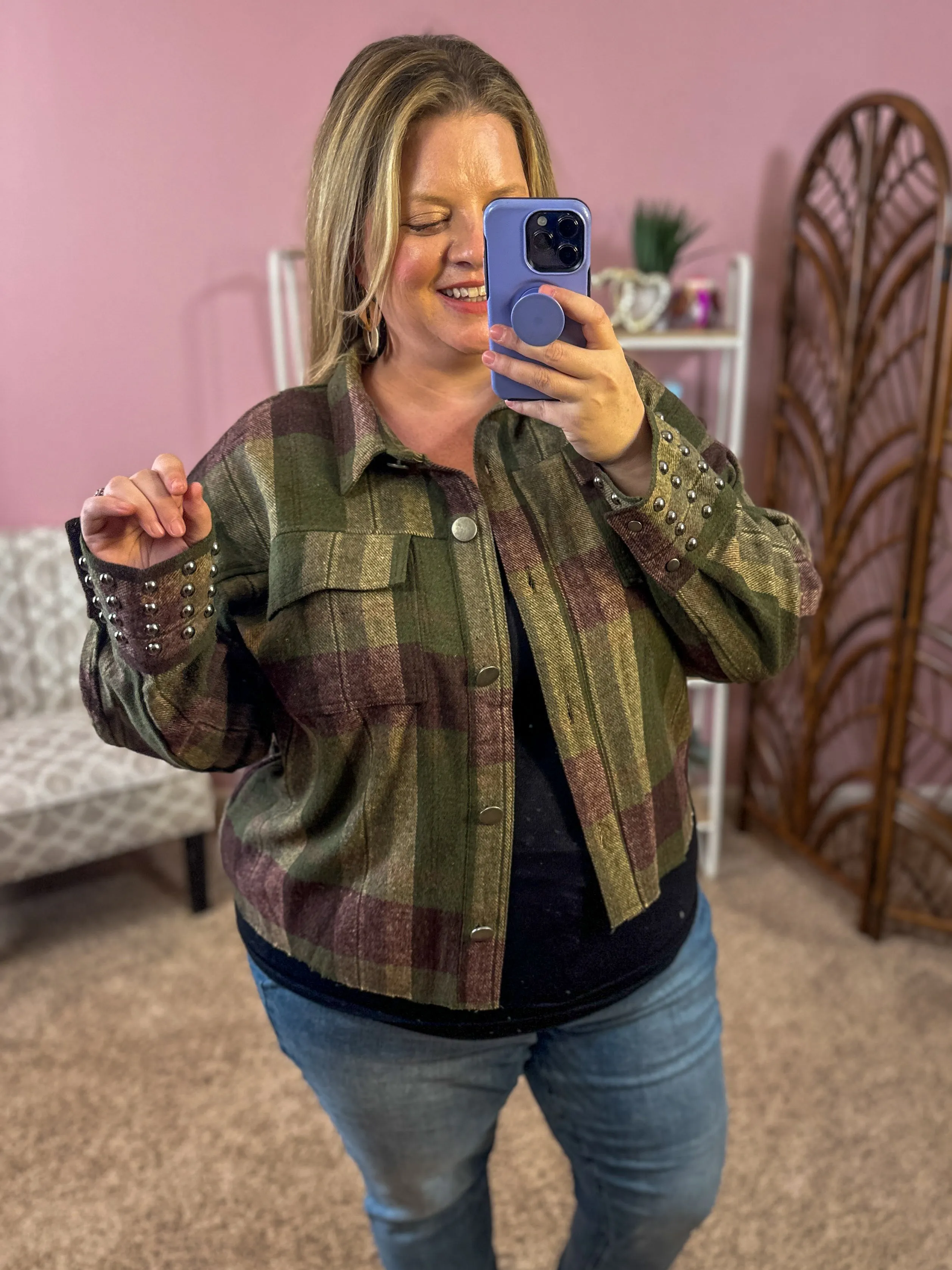 Leader of Packs Plaid Shacket - Olive
