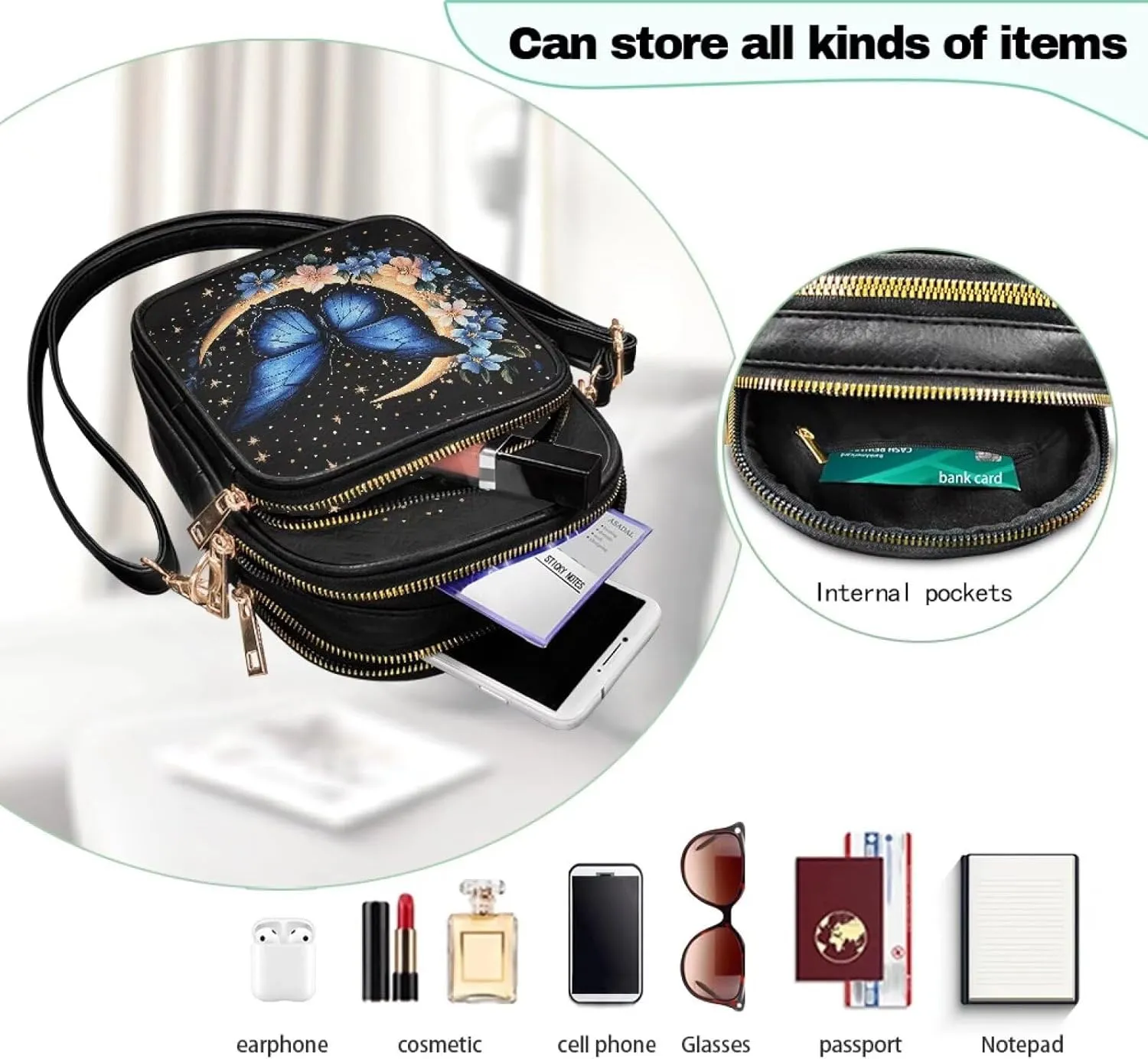 Leather Crossbody Bags for Women Crossbody Sling Bags for Women Cell Phone Bag Wallet Purses Adjustable Strap