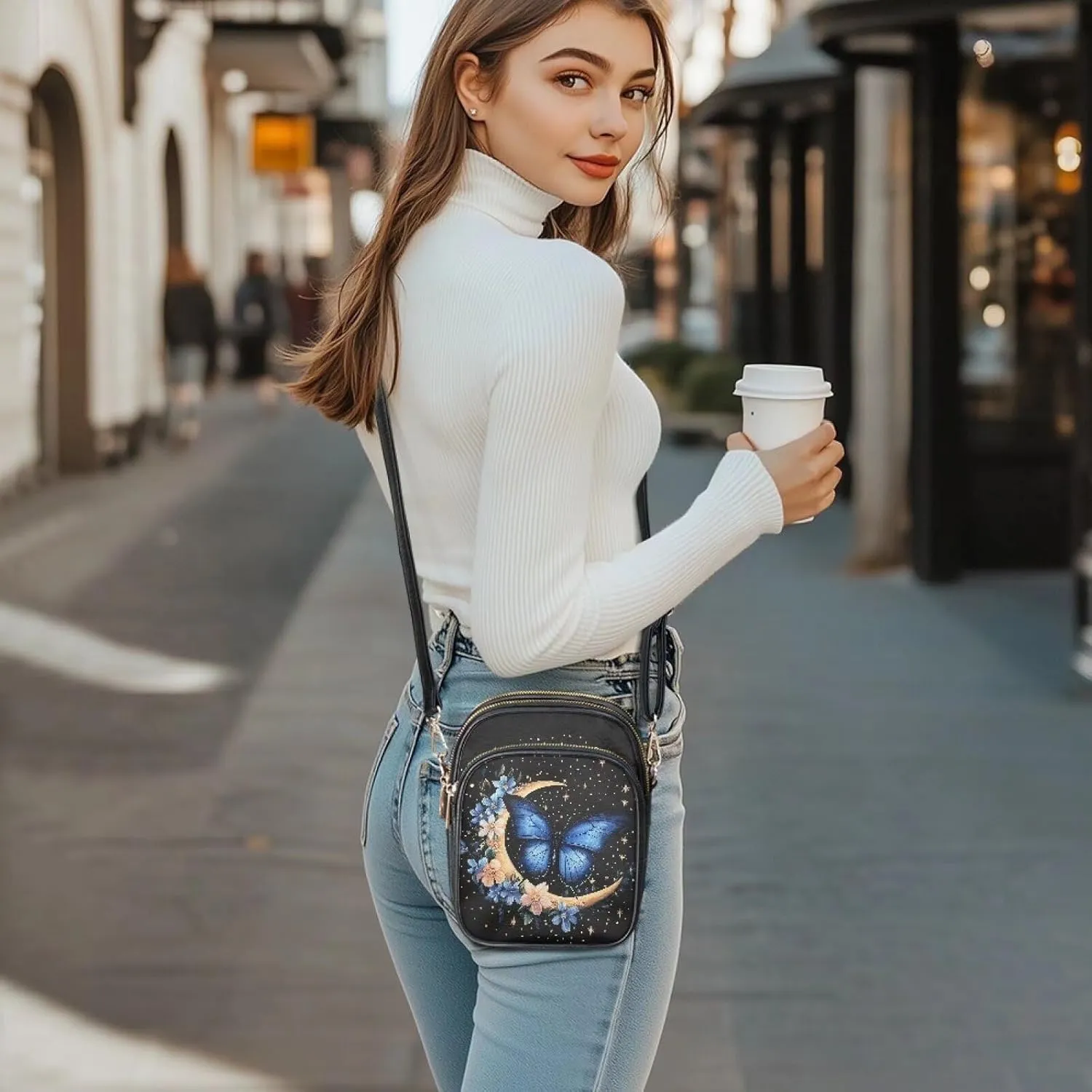 Leather Crossbody Bags for Women Crossbody Sling Bags for Women Cell Phone Bag Wallet Purses Adjustable Strap