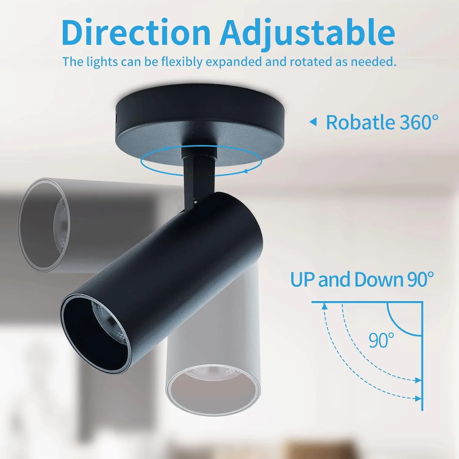 LED Ceiling Spotlight 4000K NO Dimmable Spot Lights with 360° Pivoting Fixture, Adjustable Directional Spot Light Indoor 12W Tilt Angle Accent Lighting,Black 4 Packs,Cool White 24°Beam Angle