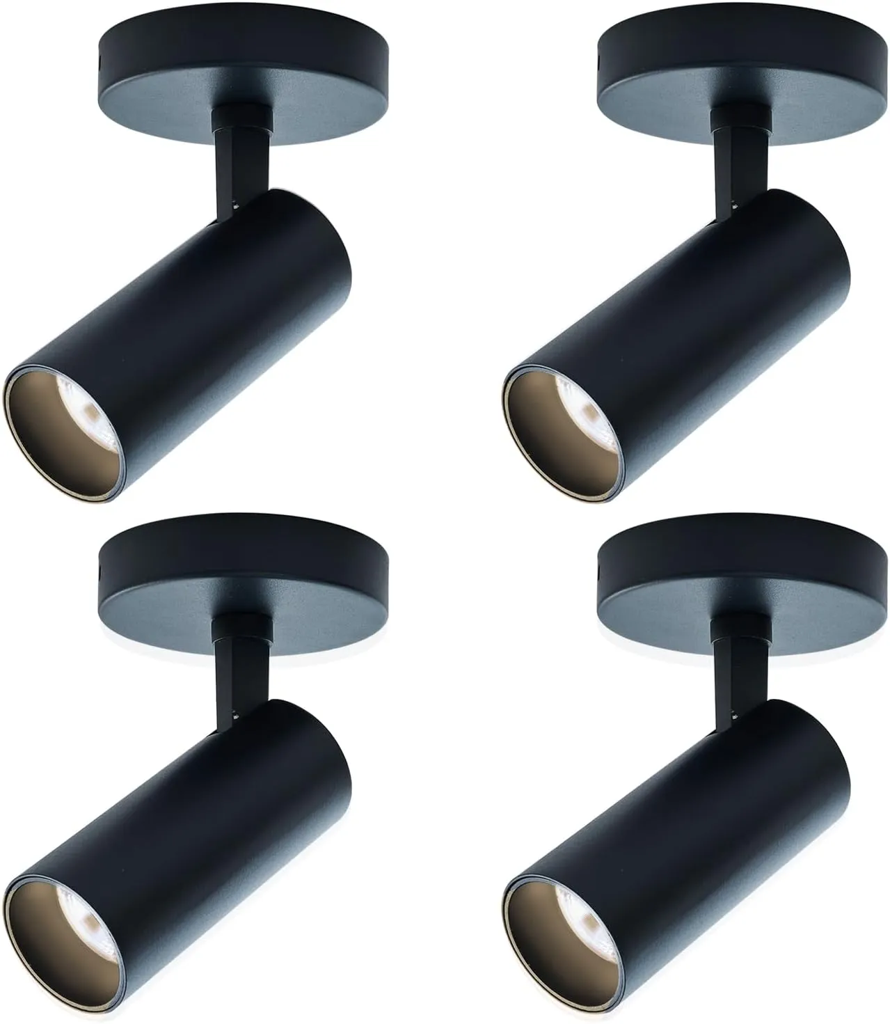 LED Ceiling Spotlight 4000K NO Dimmable Spot Lights with 360° Pivoting Fixture, Adjustable Directional Spot Light Indoor 12W Tilt Angle Accent Lighting,Black 4 Packs,Cool White 24°Beam Angle