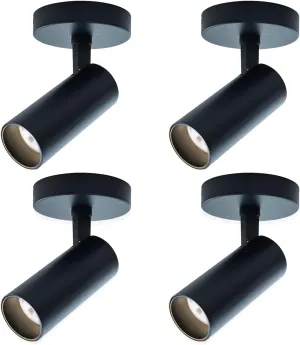 LED Ceiling Spotlight 4000K NO Dimmable Spot Lights with 360° Pivoting Fixture, Adjustable Directional Spot Light Indoor 12W Tilt Angle Accent Lighting,Black 4 Packs,Cool White 24°Beam Angle