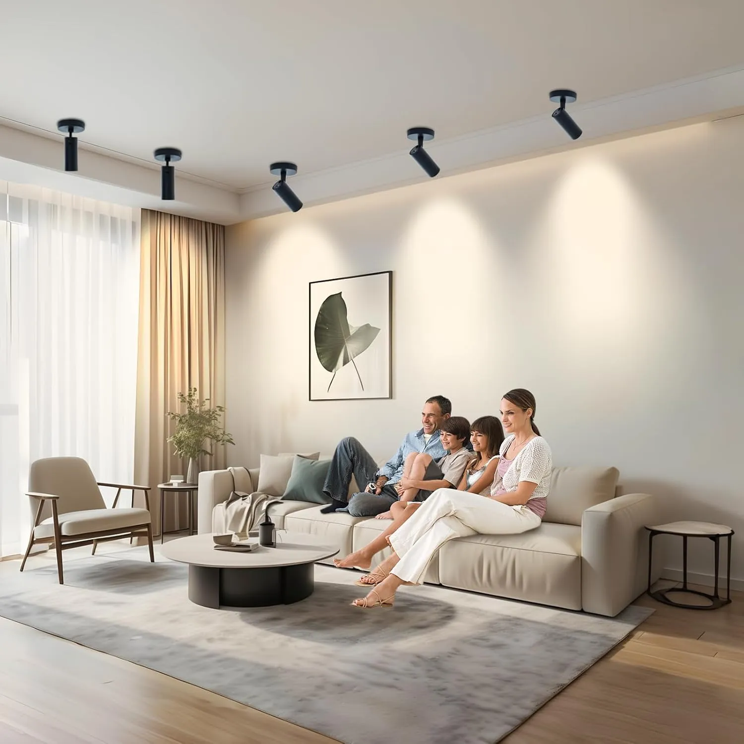 LED Ceiling Spotlight 4000K NO Dimmable Spot Lights with 360° Pivoting Fixture, Adjustable Directional Spot Light Indoor 12W Tilt Angle Accent Lighting,Black 4 Packs,Cool White 24°Beam Angle