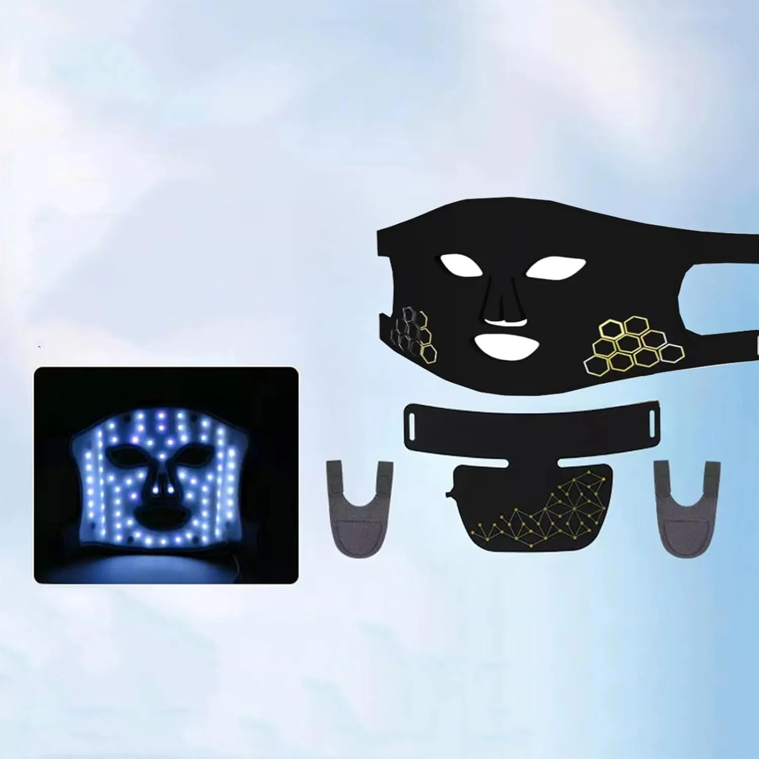 Led facial and neck mask,Usb rechargeable beauty equipment with adjustable strap, home spa facial and neck care tools, Mother's Day gift
