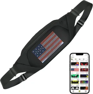 Led Fanny Packs with Bluetooth and Programmable, Crossbody Running Waist Bag DIY Backpack, LED Display Pixel Screen, for Men Women Daypack Daily Sports Mountaineering Travel