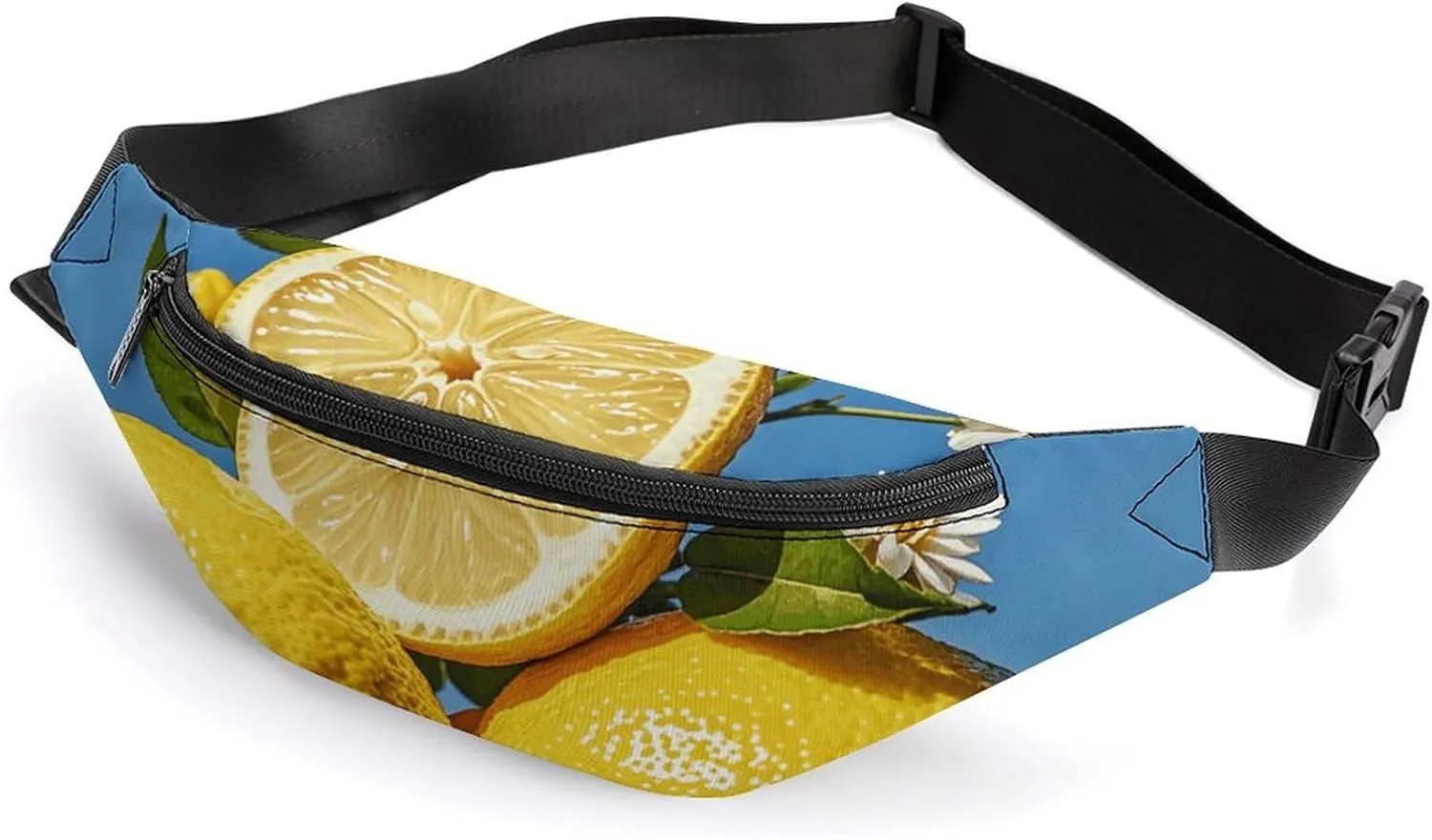 Lemon And Flower Belt Bag with Adjustable Strap, Lightweight Travel Crossbody Bags, Hands-Free Mini Fanny Packs in Running Gym