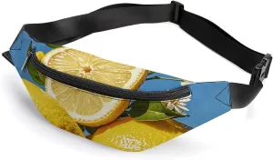 Lemon And Flower Belt Bag with Adjustable Strap, Lightweight Travel Crossbody Bags, Hands-Free Mini Fanny Packs in Running Gym
