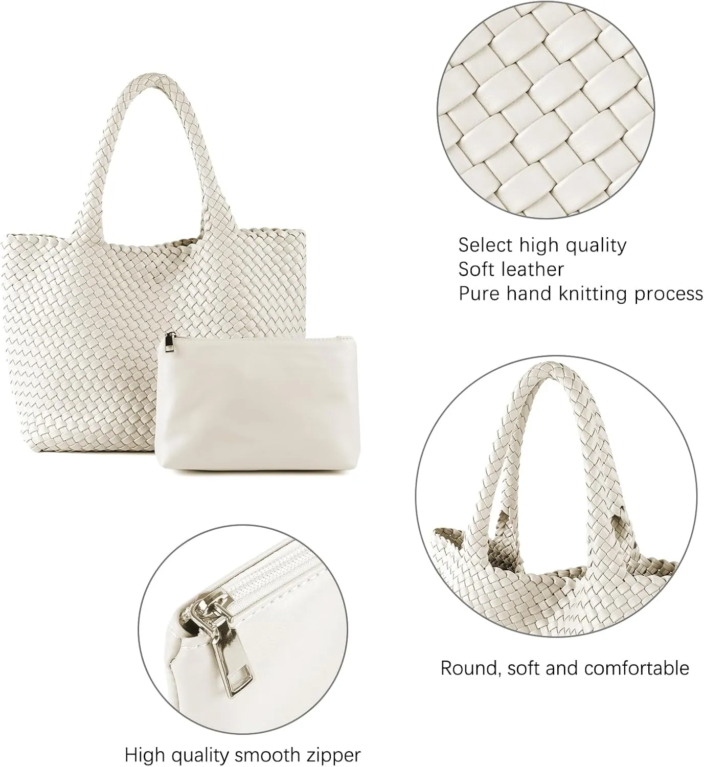 LEMONEYE Women's PU Hand woven Handbag Shoulder Bag Fashion Belt Wallet Suitable for Work Shopping Travel Daily