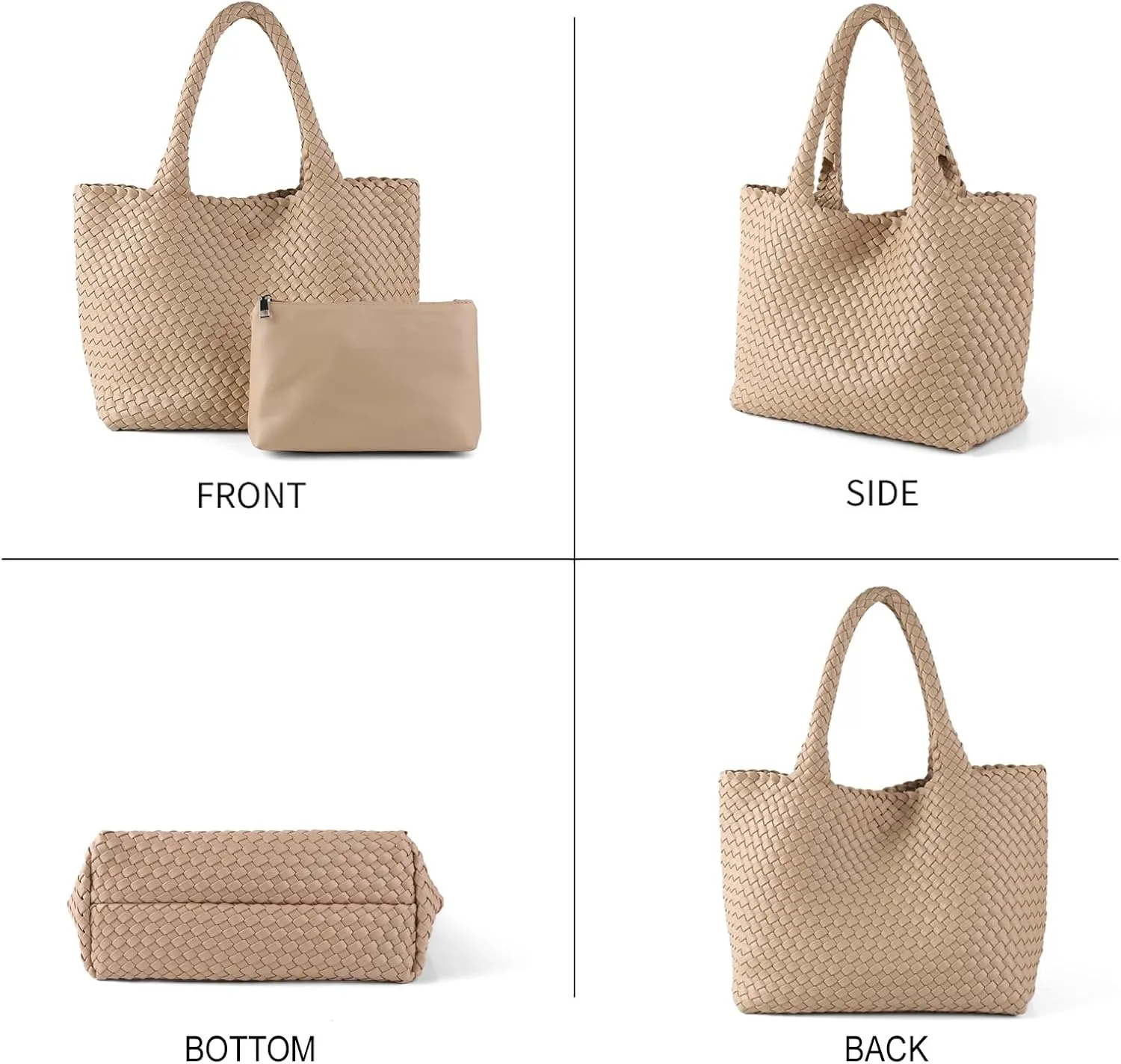 LEMONEYE Women's PU Hand woven Handbag Shoulder Bag Fashion Belt Wallet Suitable for Work Shopping Travel Daily