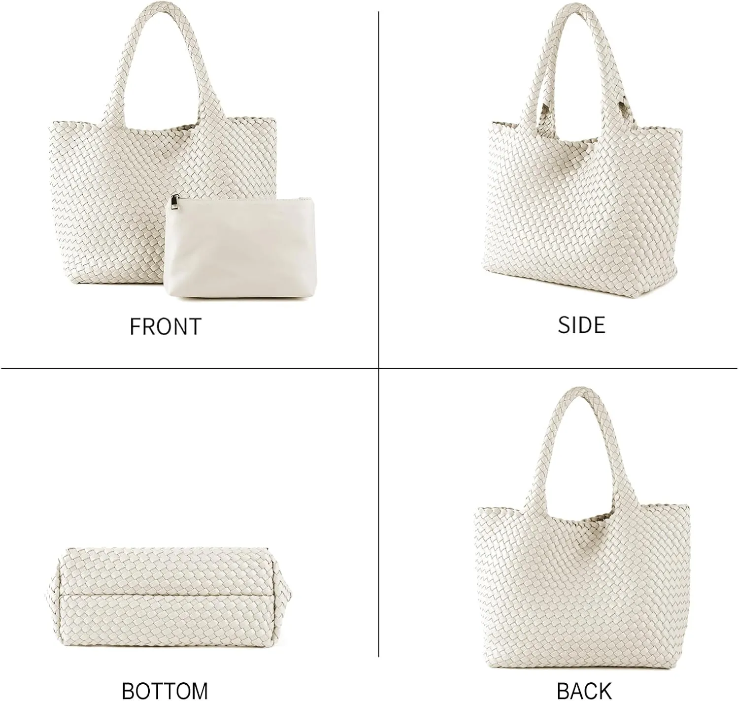 LEMONEYE Women's PU Hand woven Handbag Shoulder Bag Fashion Belt Wallet Suitable for Work Shopping Travel Daily