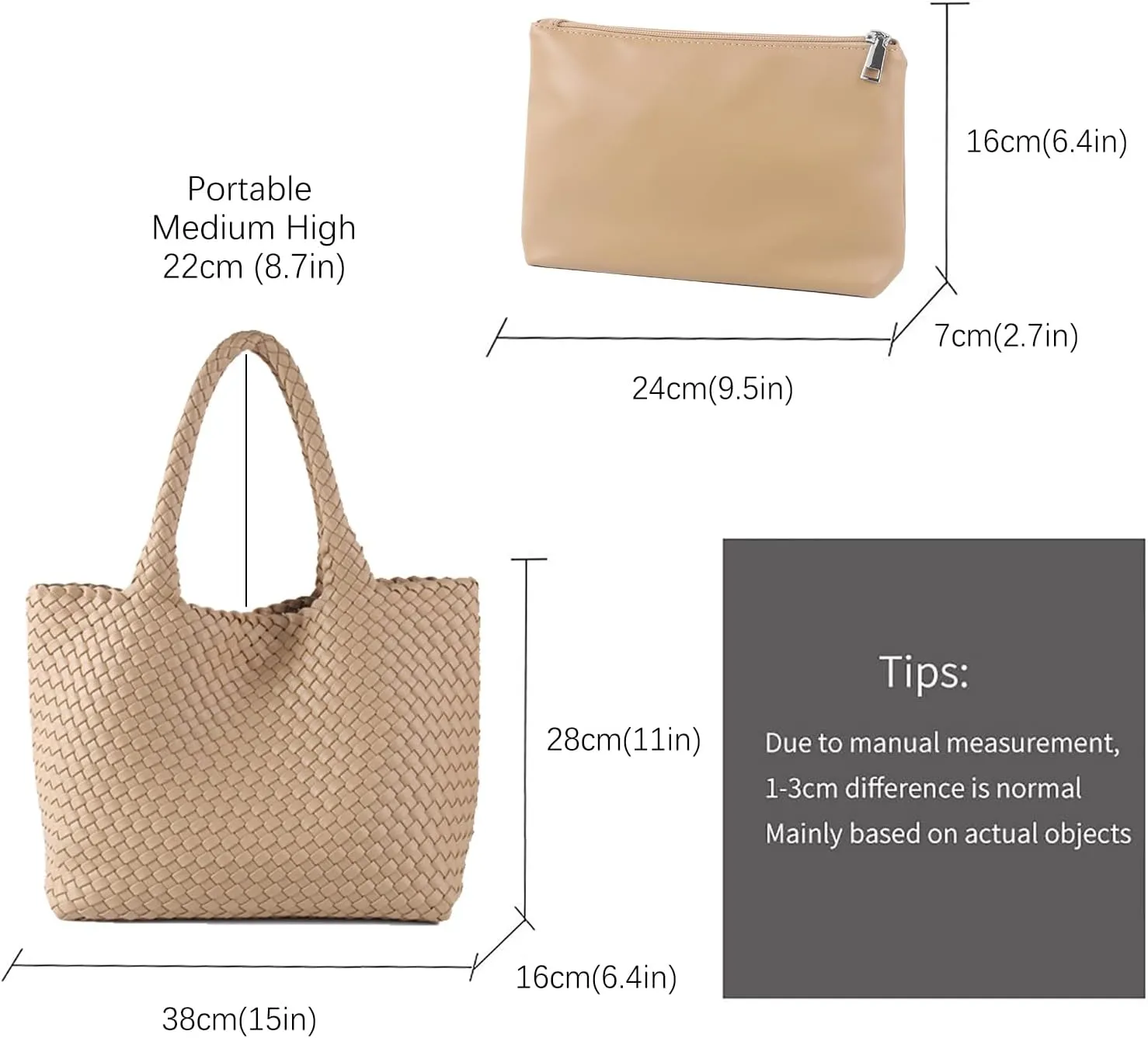 LEMONEYE Women's PU Hand woven Handbag Shoulder Bag Fashion Belt Wallet Suitable for Work Shopping Travel Daily