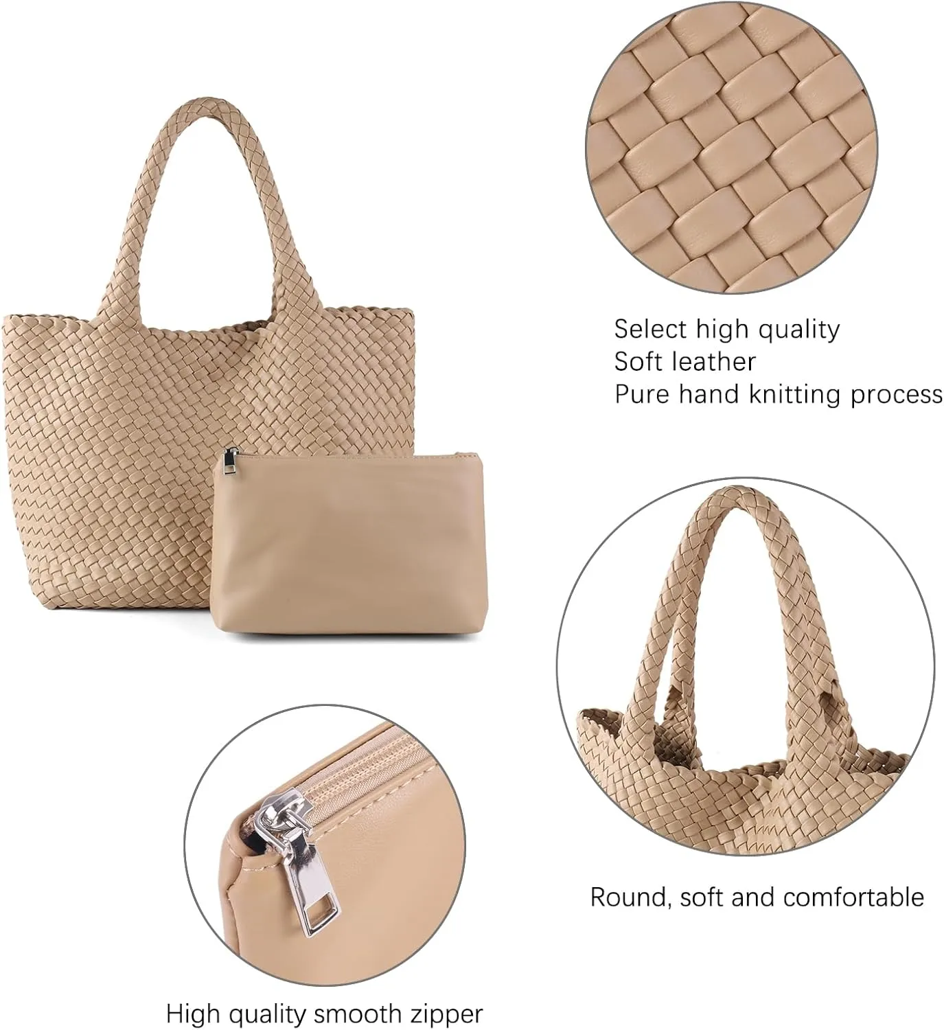LEMONEYE Women's PU Hand woven Handbag Shoulder Bag Fashion Belt Wallet Suitable for Work Shopping Travel Daily