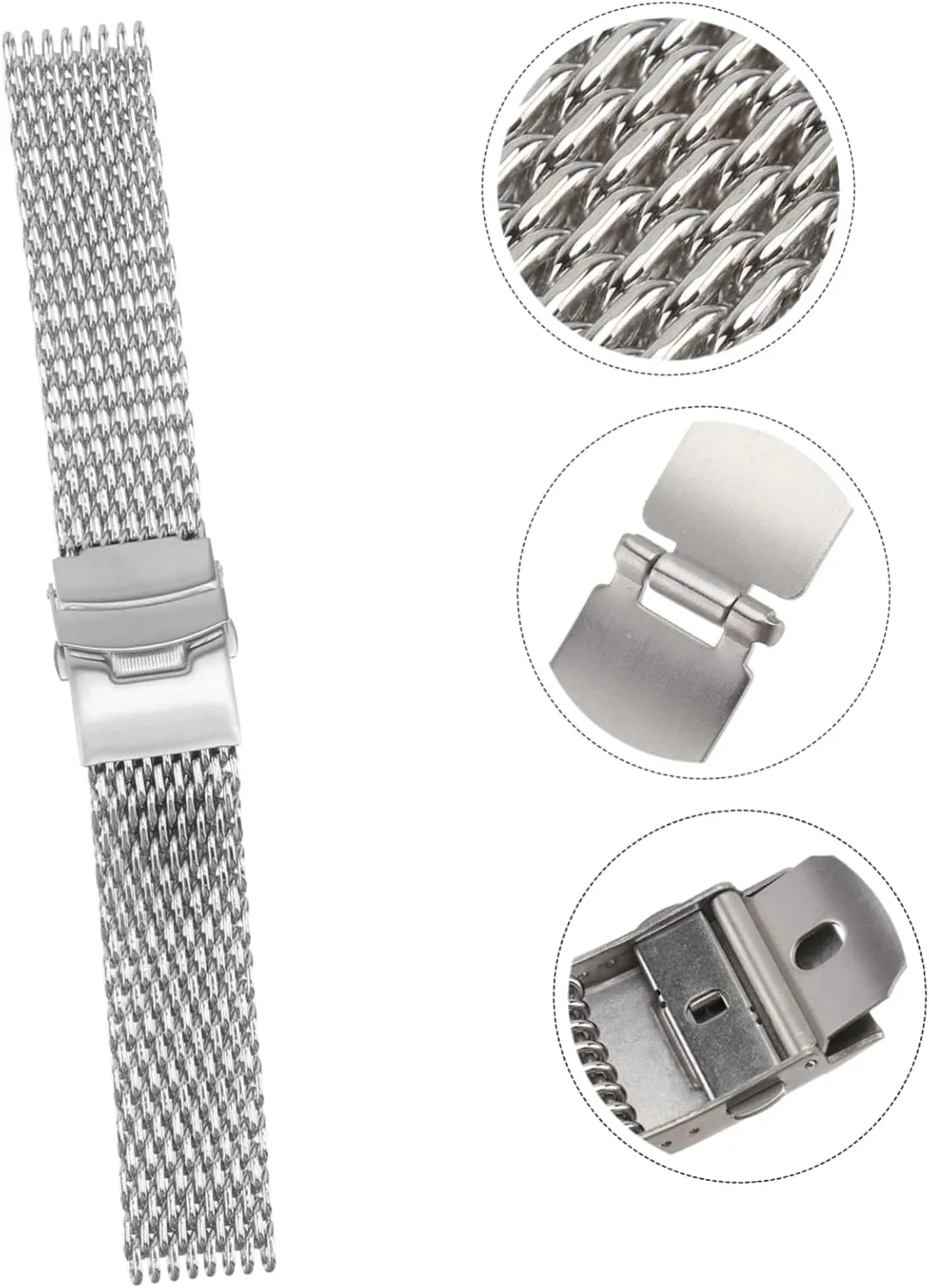 LIFKOME Mesh Watchband Stainless Watch Strap Mesh Watch Band Metal Watchband Stainless Steel Watchbnad