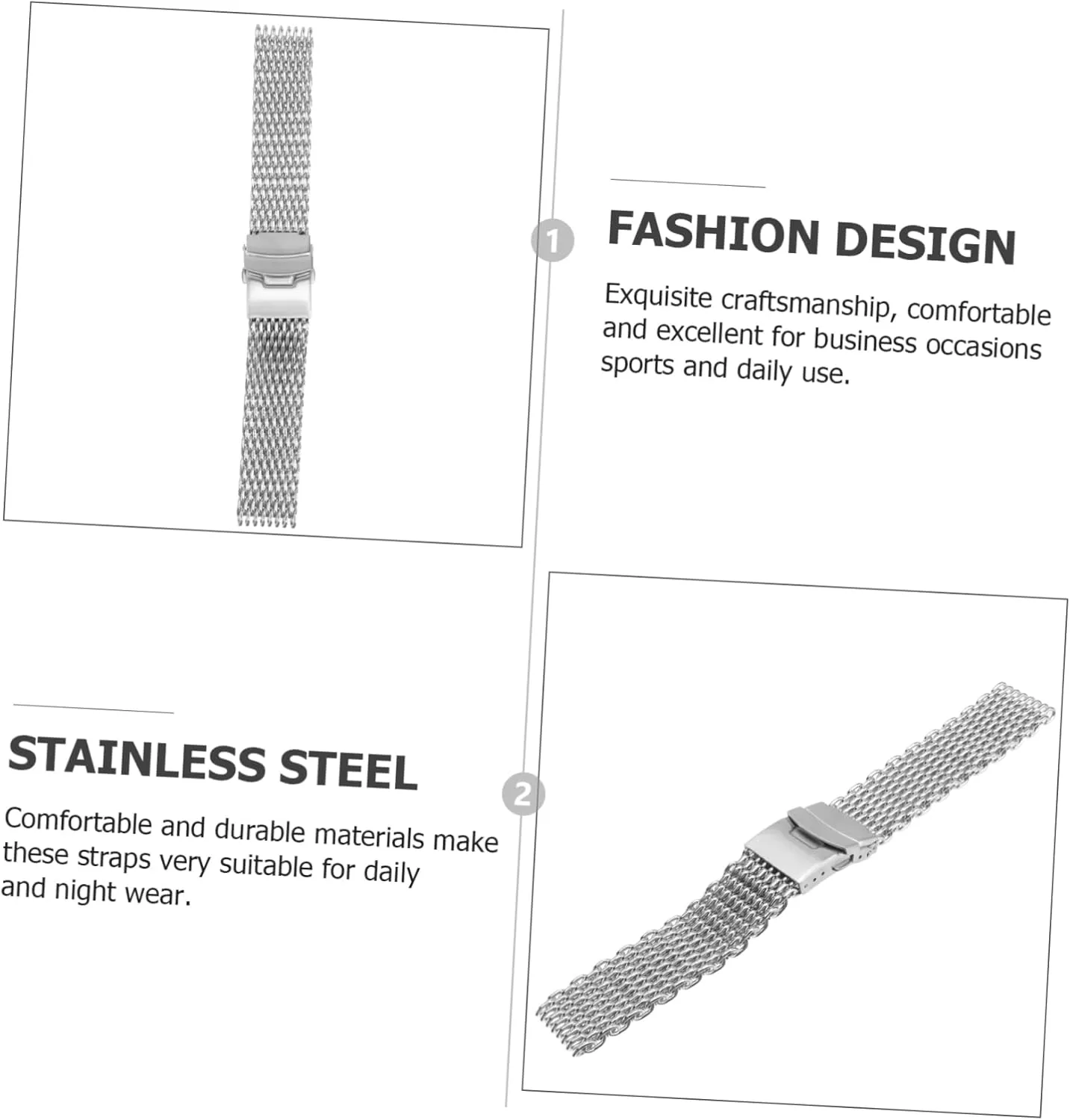 LIFKOME Mesh Watchband Stainless Watch Strap Mesh Watch Band Metal Watchband Stainless Steel Watchbnad