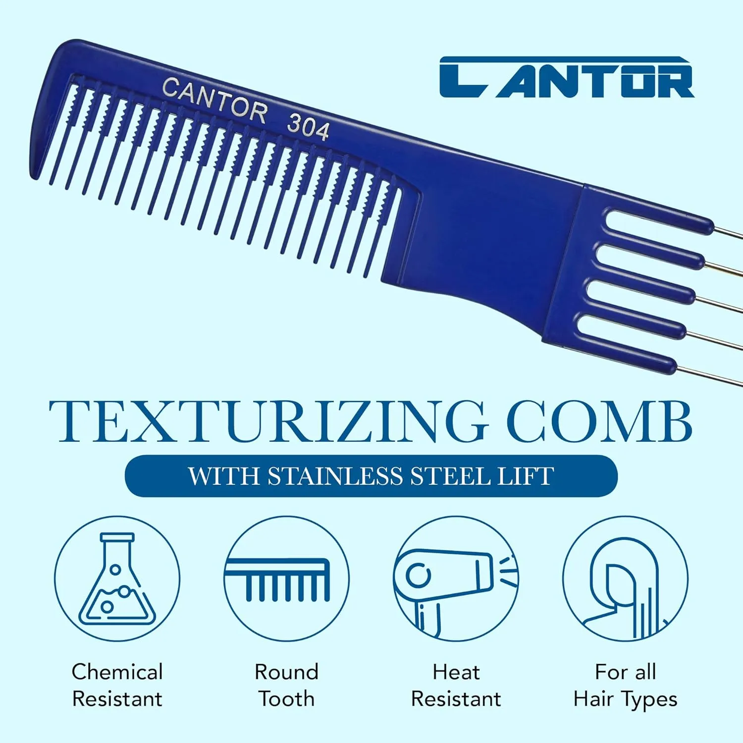 Lift Teasing Comb and Hair Pick 5 Pack Stainless Steel Lifts - Chemical and Heat Resistant Detangler - Anti Static Comb For All Hair Types By Cantor