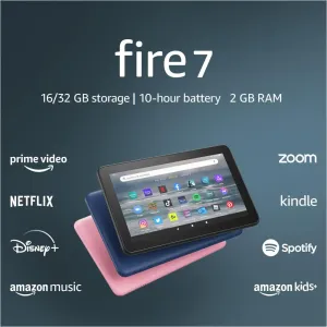 Like-New Amazon Fire 7 tablet (newest model) 7” display, read and watch, under $60 with 10-hour battery life, 16 GB, Black