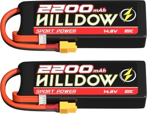 Lipo Battery 14.8V 4S 120C 2200mAh RC Battery with XT60 Plug Softcase for RC Helicopter Airplane Remote Control Quadcopter Drone FPV (2 Packs)