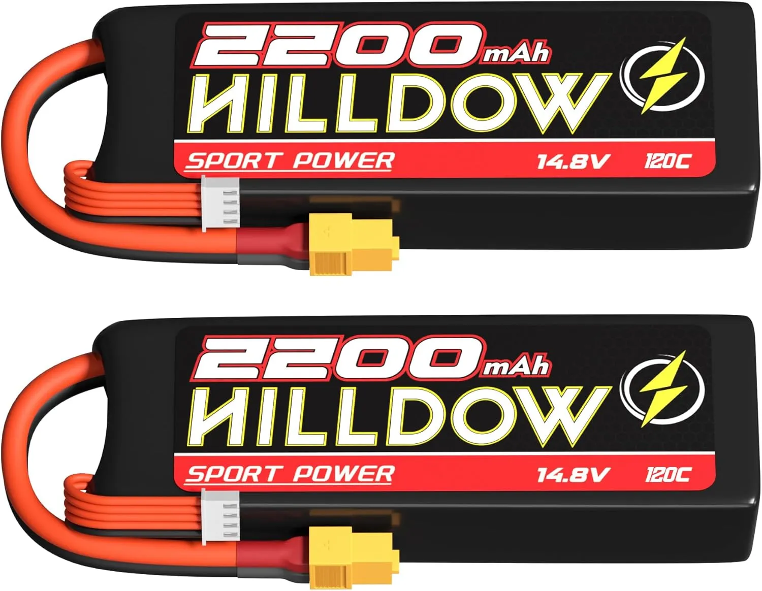 Lipo Battery 14.8V 4S 120C 2200mAh RC Battery with XT60 Plug Softcase for RC Helicopter Airplane Remote Control Quadcopter Drone FPV (2 Packs)