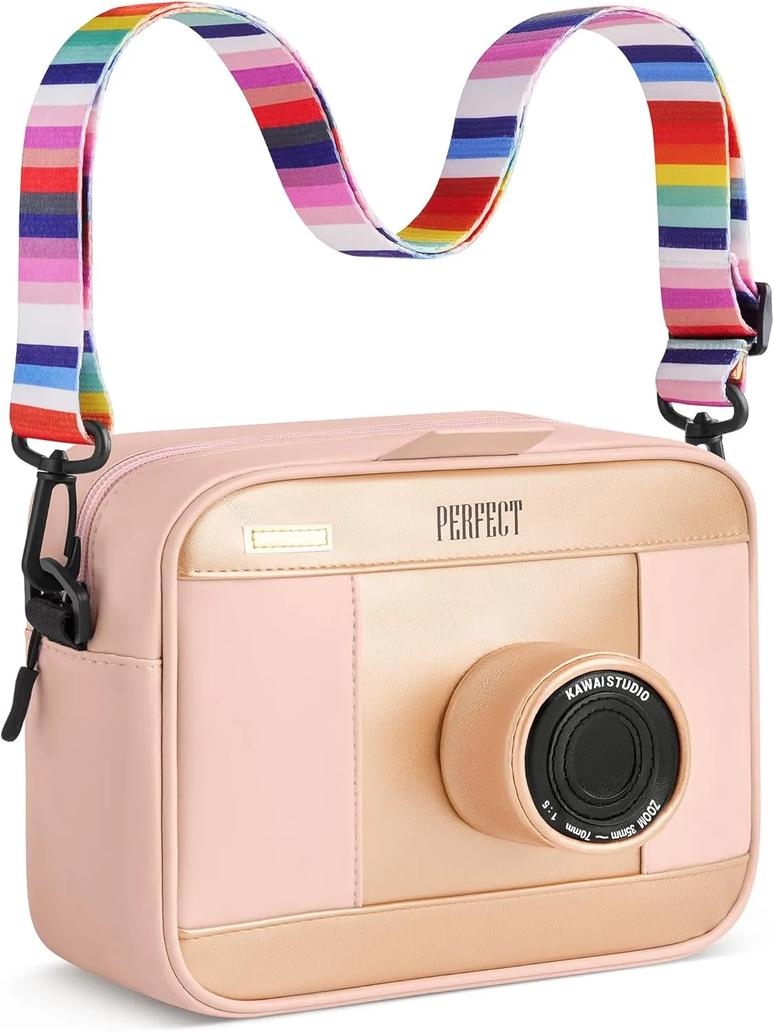Little Girls Purse | Big 9.8 x 7 x 2.8 Inches Kids Purse | Toddler Purse w/ 2 Compartments, Mock Lens | Glimmering Purse for Girls 10-12 | Cute Girl Bag for Toys for Girls 3-5 (Pink)