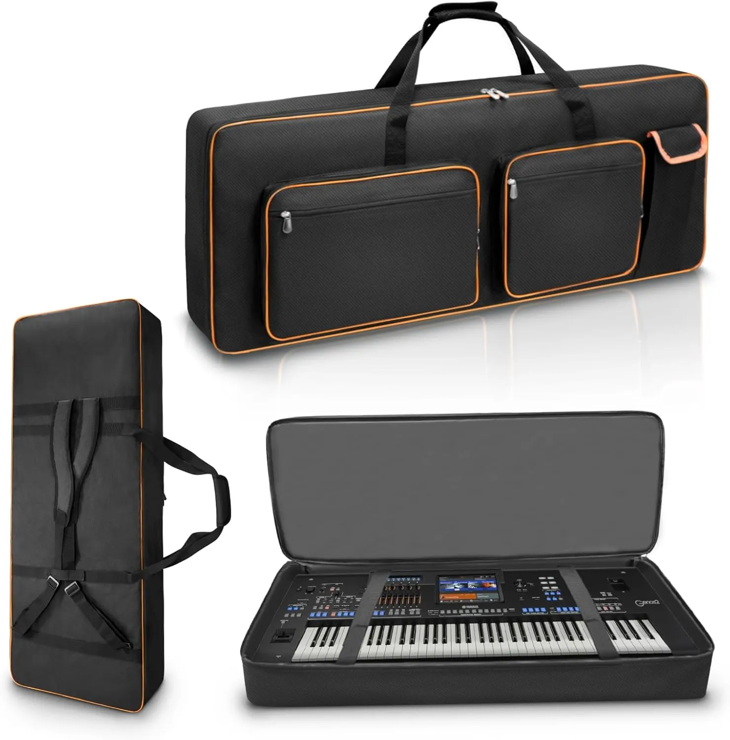 LIWSHWZ 76 Key Keyboard Case,10mm Pearl Cotton Full Padded Electric Piano Keyboard Gig Bag with Handles,Adjustable Shoulder Straps,46.4"X17.7"X5.7"Waterproof Piano Keyboard Bag with 5 Accessory Pocket