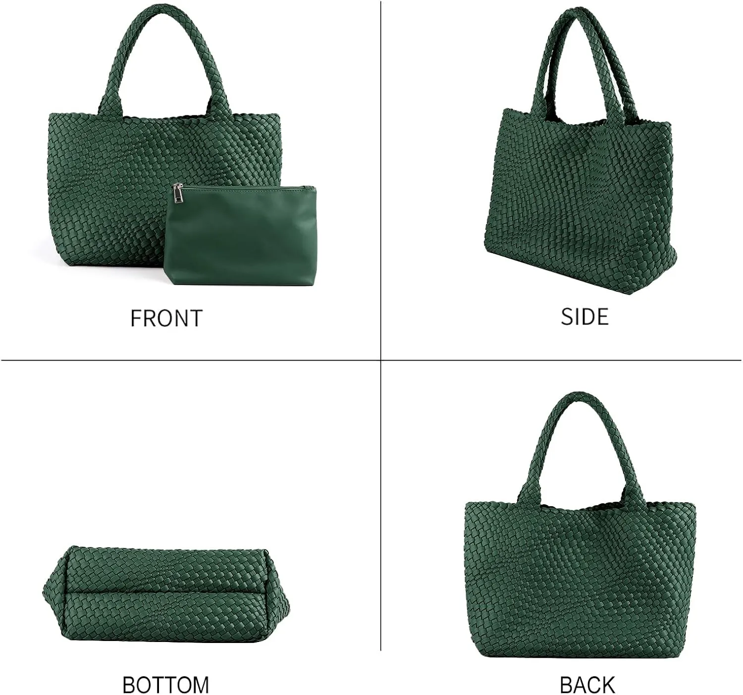 LMKIDS Woven Bag for Women, Vegan Leather Tote Bag Large Summer Beach Travel Handbag and Purse Retro Handmade Shoulder Bag