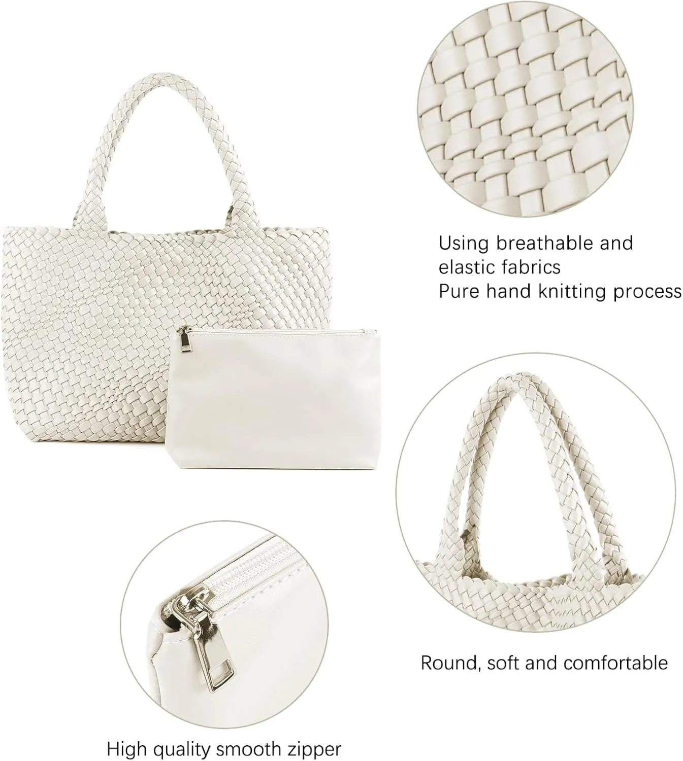 LMKIDS Woven Bag for Women, Vegan Leather Tote Bag Large Summer Beach Travel Handbag and Purse Retro Handmade Shoulder Bag