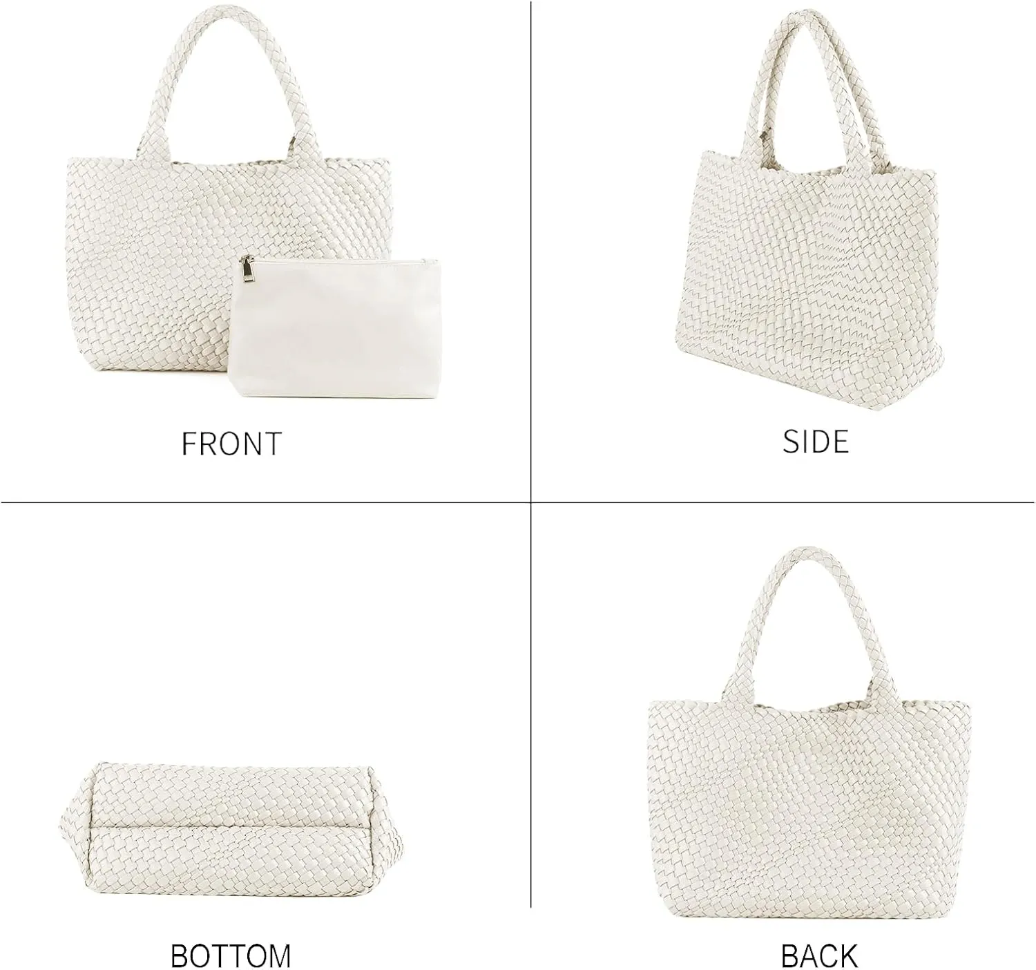 LMKIDS Woven Bag for Women, Vegan Leather Tote Bag Large Summer Beach Travel Handbag and Purse Retro Handmade Shoulder Bag