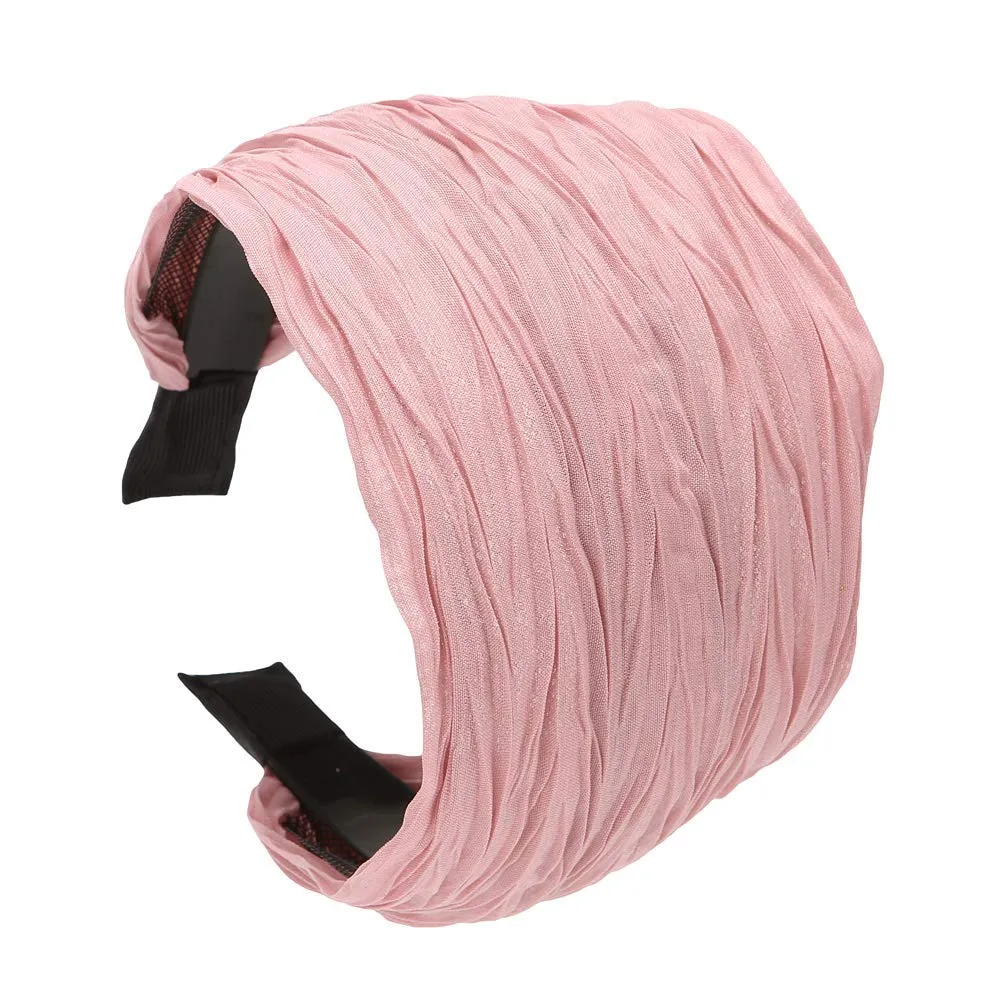 LONEEDY 5 Pack Wide Hard Headband with Teeth for Women, Girls’s Hair Band Pleated Cloth Fabric Hair Hoop Accessories (Mixed colors A)