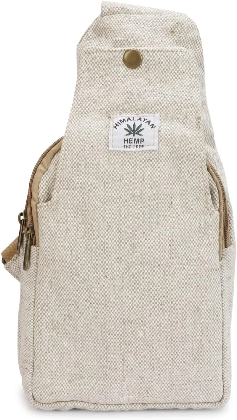 LONGING TO BUY Hemp Sling Backpack - Cross Body Bag & Shoulder Backpack with Adjustable Strap for Men & Women (Multi Grey - Chest Belt)