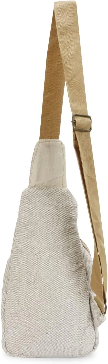 LONGING TO BUY Hemp Sling Backpack - Cross Body Bag & Shoulder Backpack with Adjustable Strap for Men & Women (Multi Grey - Chest Belt)