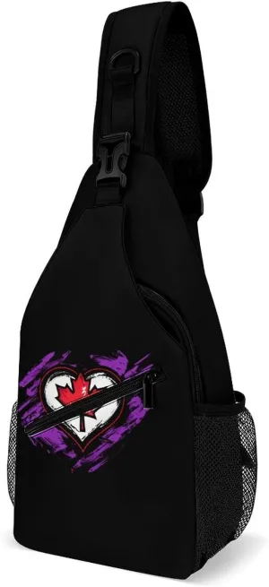 Love Canada Canadians Heart Crossbody Bag Over Shoulder Sling Backpack Casual Cross Chest Side Pouch 38x20cm
