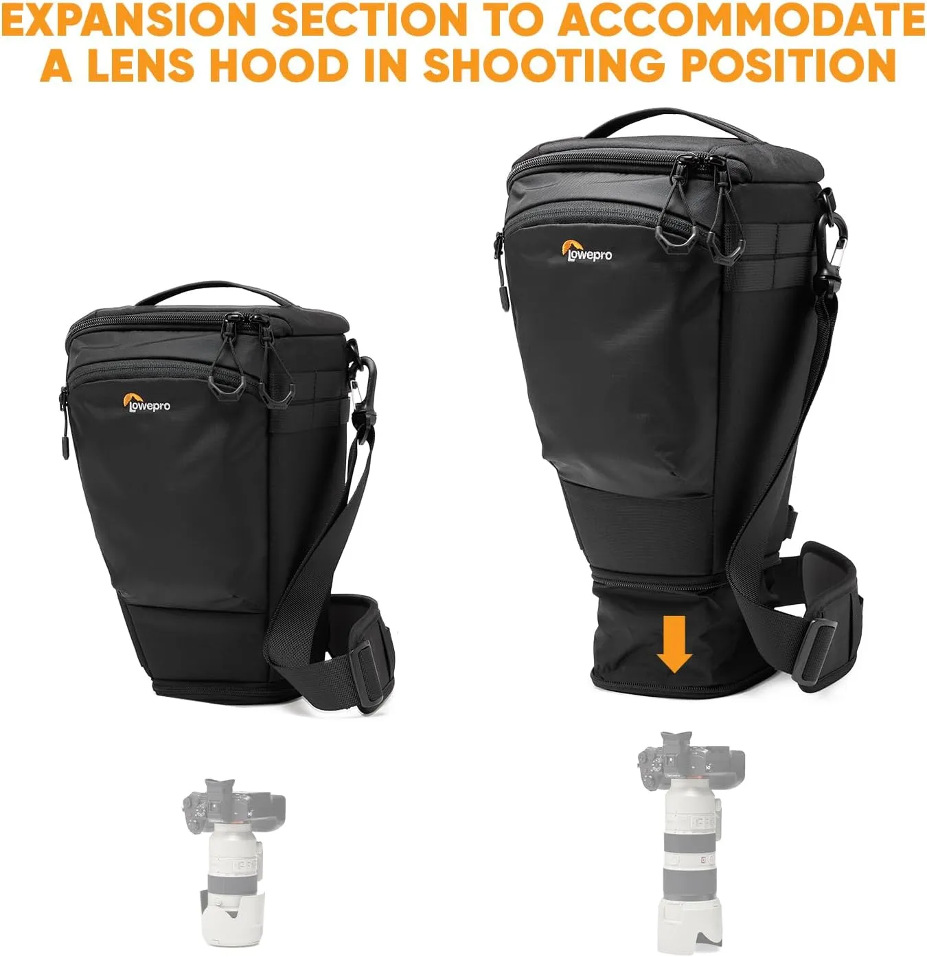 Lowepro ProTactic TLZ 75 Pro AW III Toploader Camera Bag,Camera Case for DSLR, Mirrorless,Volume 6L,Dim:14.57x5.5x6.3in for Cameras w/Lens attached,Modular Shoulder Bag,for Photographer/Videographer