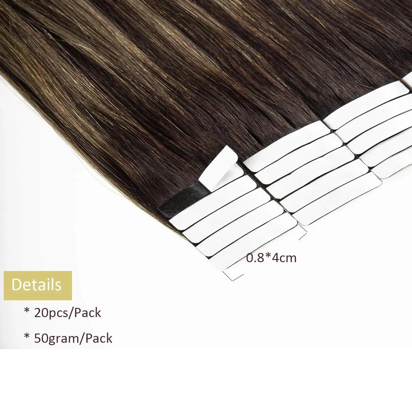 Loxxy Tape in Hair Extensions Human Hair Invisible Remy Brazilian Hair Extensions Tape in Balayage #2-6 Darkest Brown Mixed With Medium Brown Natural Straight Thick Hair 14inch 50Gram