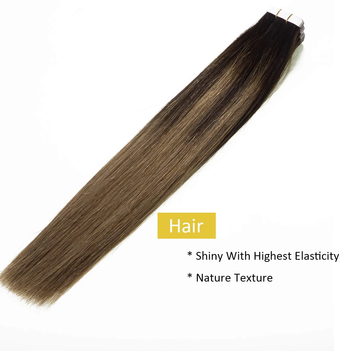 Loxxy Tape in Hair Extensions Human Hair Invisible Remy Brazilian Hair Extensions Tape in Balayage #2-6 Darkest Brown Mixed With Medium Brown Natural Straight Thick Hair 14inch 50Gram
