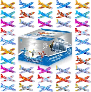 LUCKY GUESS 100 Pcs Foam Gliders Planes Toys, Paper Airplane, Assorted Colors, Easy Assembly, Perfect for Party Favors & Classroom Prizes, Outdoor Flying Toys for Kids Boys and Girls