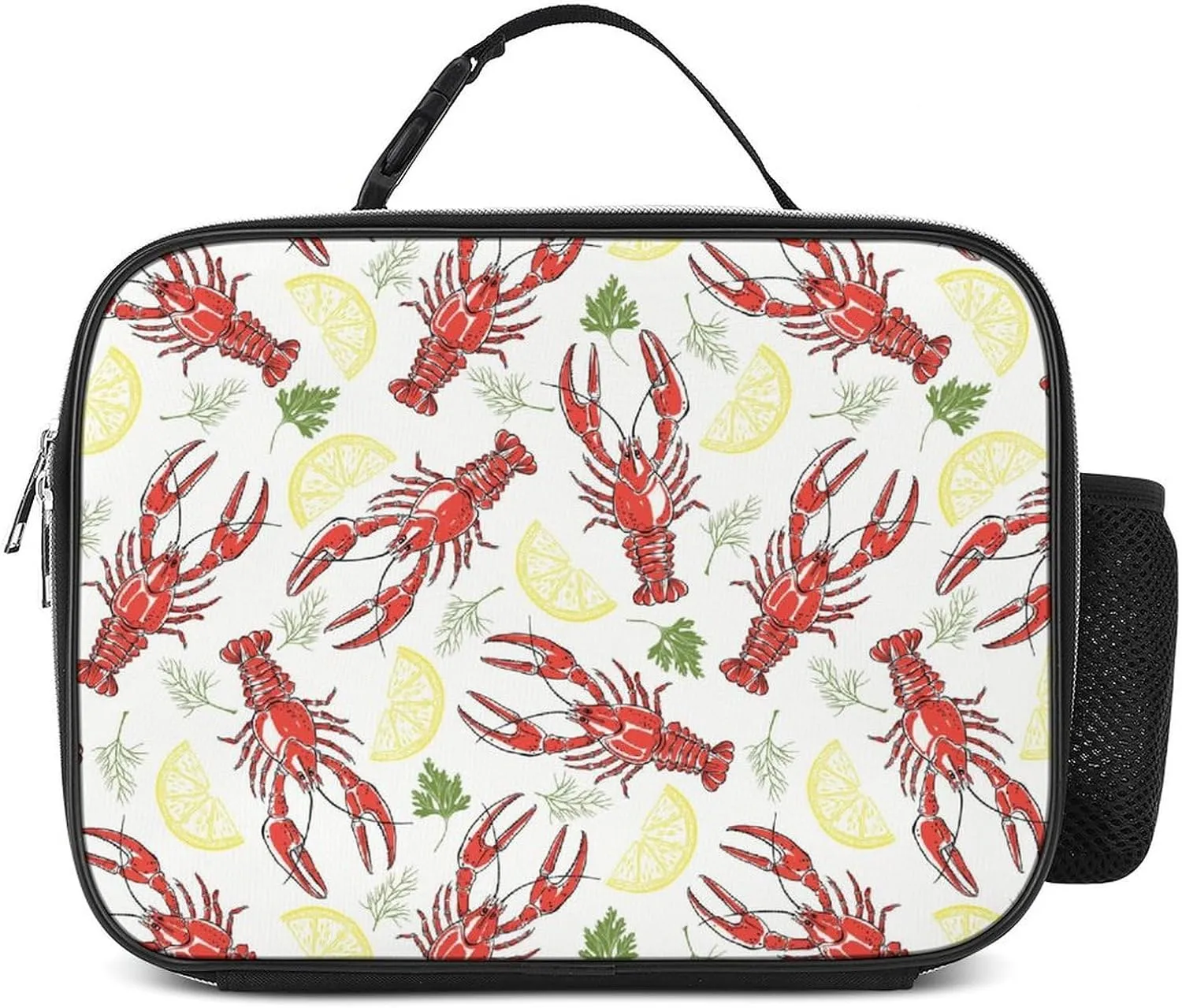 Lunch Box for Women Men Adult Summer Crayfish Lemon Insulated Cooler Leakproof Reusable Lunch Bag for Work Picnic Travel Office Hiking Beach