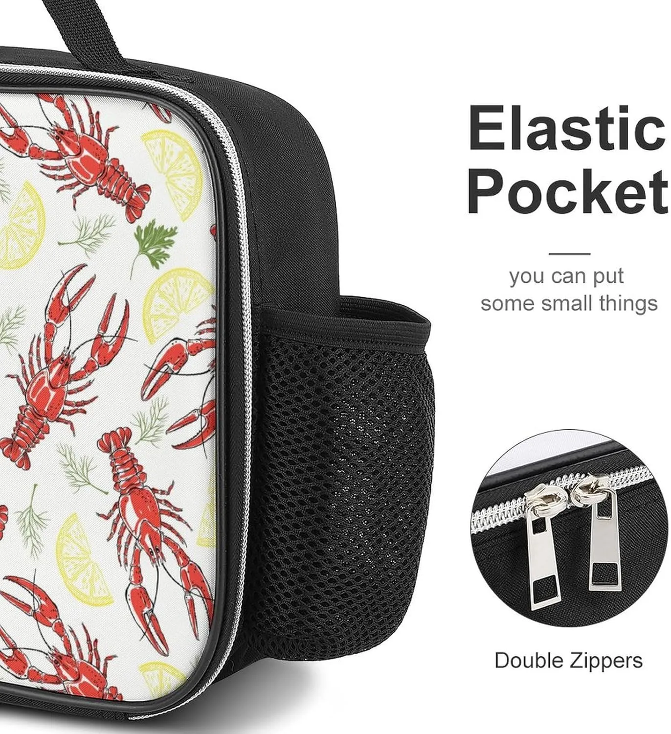 Lunch Box for Women Men Adult Summer Crayfish Lemon Insulated Cooler Leakproof Reusable Lunch Bag for Work Picnic Travel Office Hiking Beach