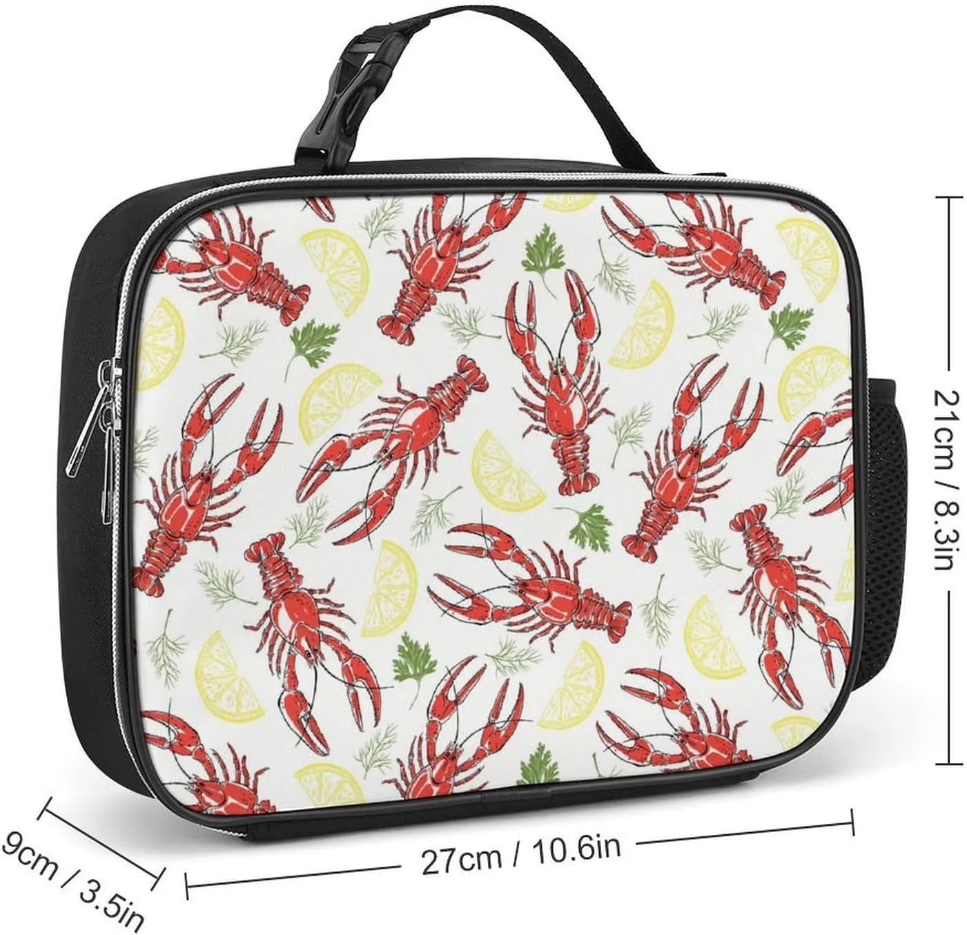 Lunch Box for Women Men Adult Summer Crayfish Lemon Insulated Cooler Leakproof Reusable Lunch Bag for Work Picnic Travel Office Hiking Beach