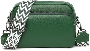 Lushandy Genuine Leather Crossbody Bags for Women Trendy Crossbody Camera Purse Small Shoulder Bag with Guitar Strap