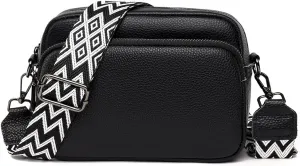 Lushandy Genuine Leather Crossbody Bags for Women Trendy Crossbody Camera Purse Small Shoulder Bag with Guitar Strap