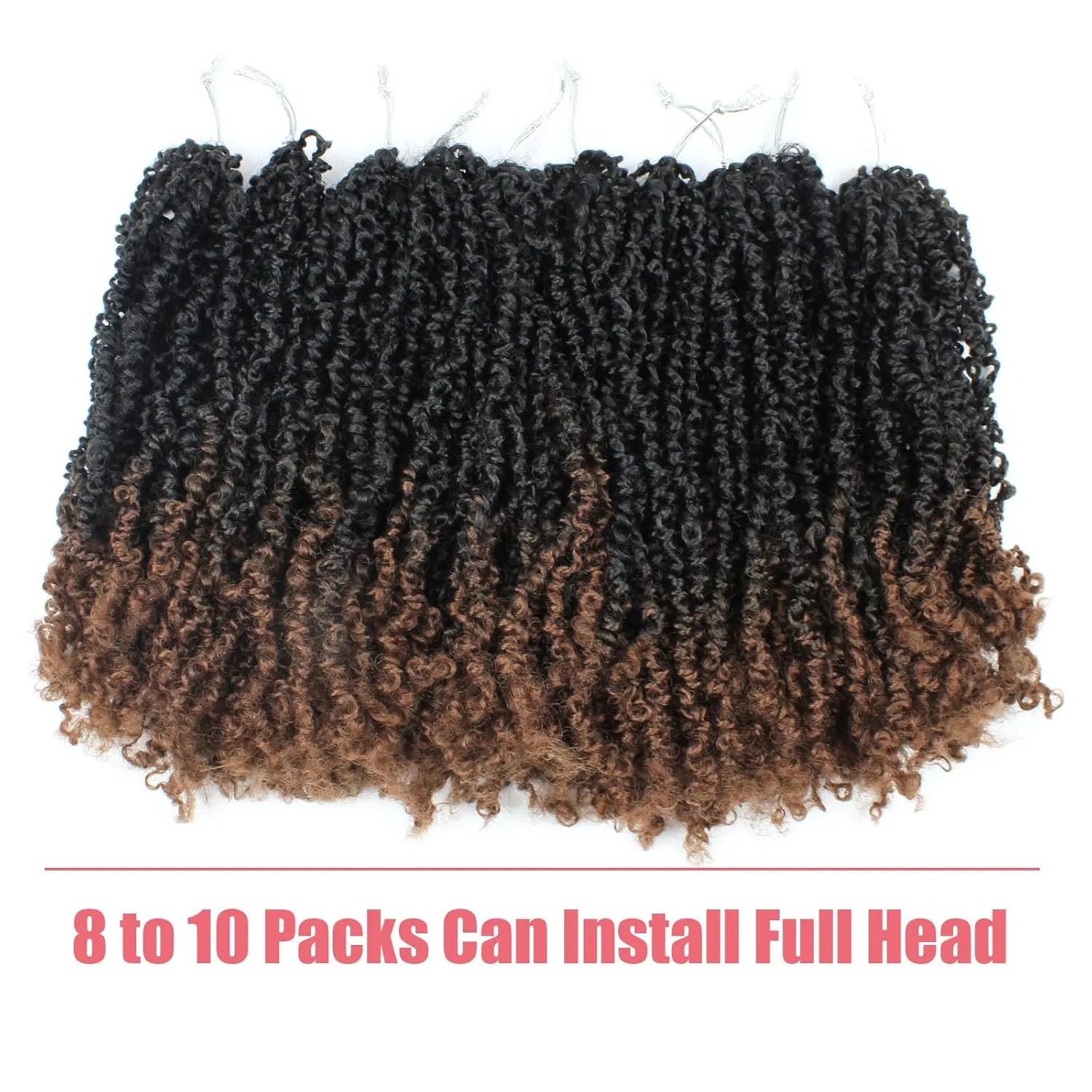 LuxeLouise Yanky Twist Crochet Hair 12 Inch 10 Packs Mini Yankee Twist Crochet Hair Pre-looped Micro Yaki Twist Crochet Braids Hair Extensions For Black Women Ombre Brown(12Inch, 10Pack, OT30)