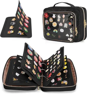 LUXJA Pin Display Bag with Detachable Pages (Fit for Pins, Brooches and Patches), Pin Bag Pin Book with Accessory Pockets, Black