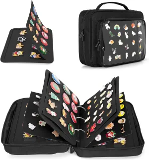 LUXJA Pin Display Bag with Detachable Pages (Fit for Pins, Brooches and Patches), Pin Book Pin Bag with Accessory Pockets, Black