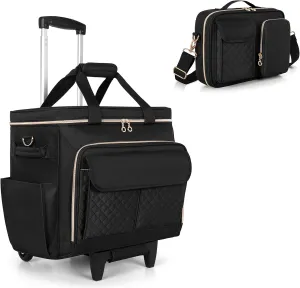 LUXJA Rolling Teacher Bag with Bible Cover Case, Black