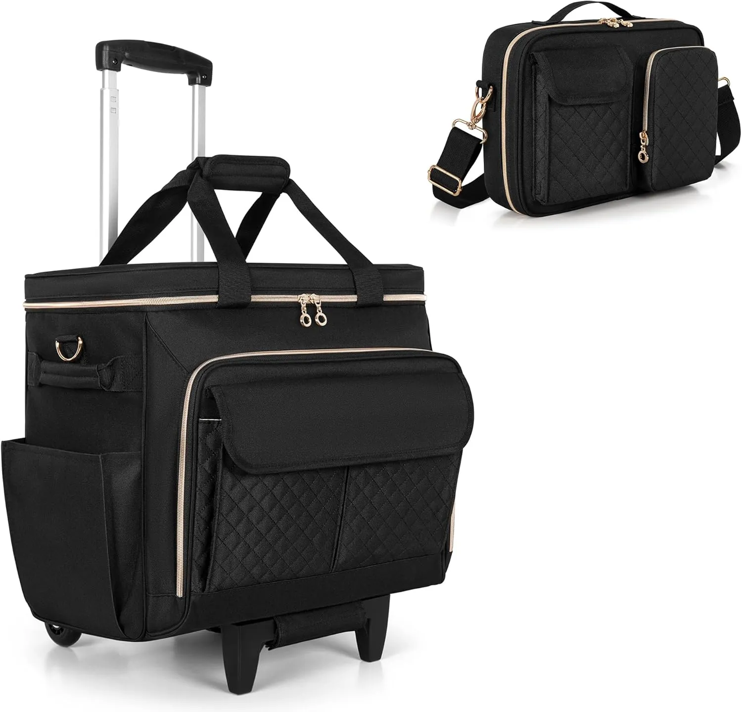 LUXJA Rolling Teacher Bag with Bible Cover Case, Black